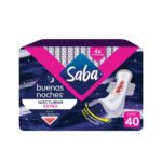 Toallas Femeninas Saba Buenas Noches Extra Flujo Súper Abundante Con Alas - 40 uds