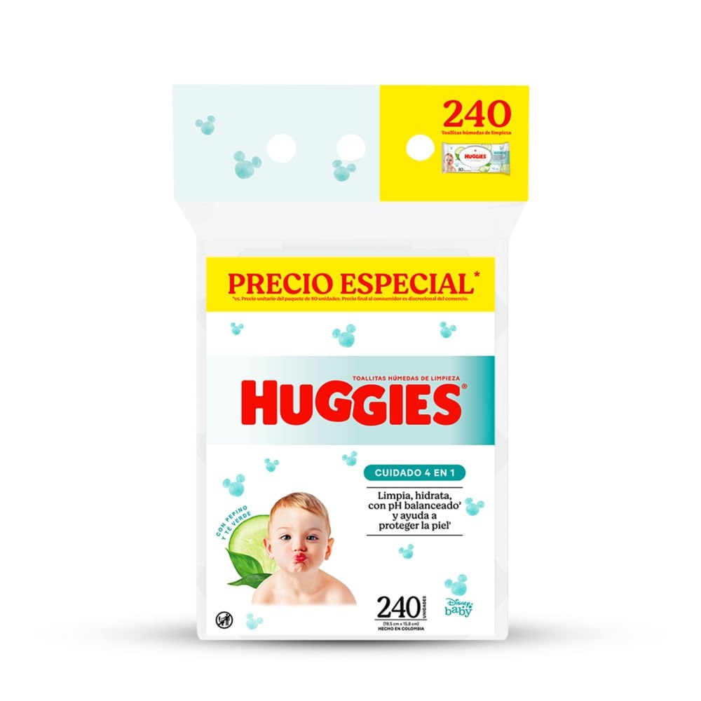 44432_05.jpg Toallas Húmedas Huggies Cuidado 4 en 1 - 240 Unidades - Image 1