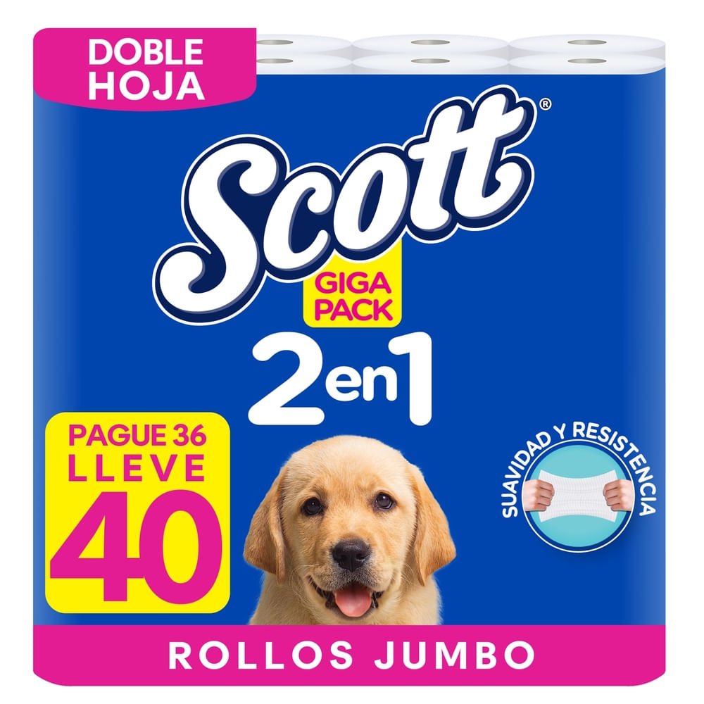 83952_05.jpg Papel Higiénico Scott 2 En 1 Doble Hoja - 40 Rollos - Image 1