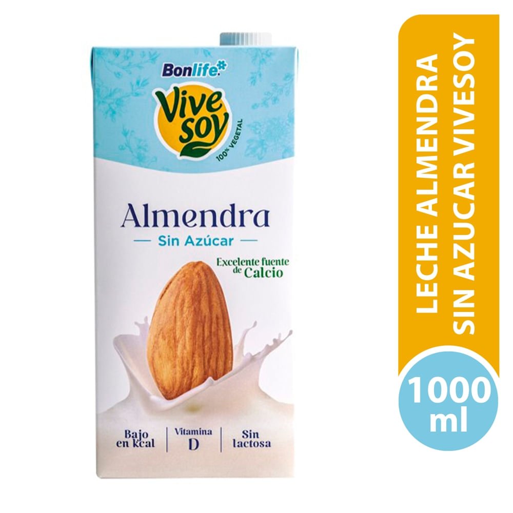 93146_05.jpg Leche de almendras Vivesoy sin azúcar -1000 ml - Image 1