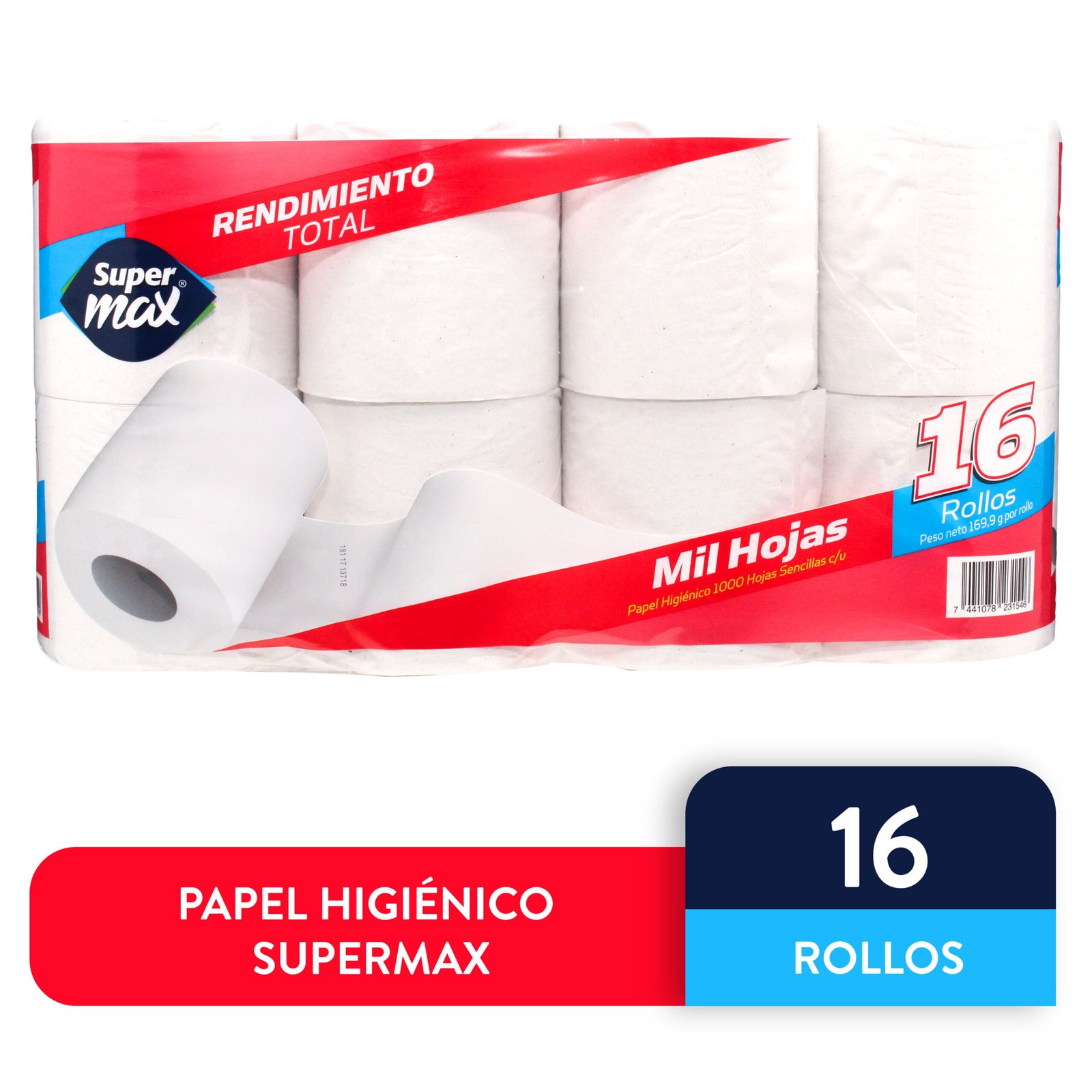 Papel-Higienico-Supermax-1P-1000H-16R-4-34195.jpg Papel Higienico Marca Supermax 1000H - 16 Rollos - Image 1