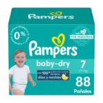 Pañales Pampers Baby-dry Talla 7 Protección Contra Derrames 88 Un.