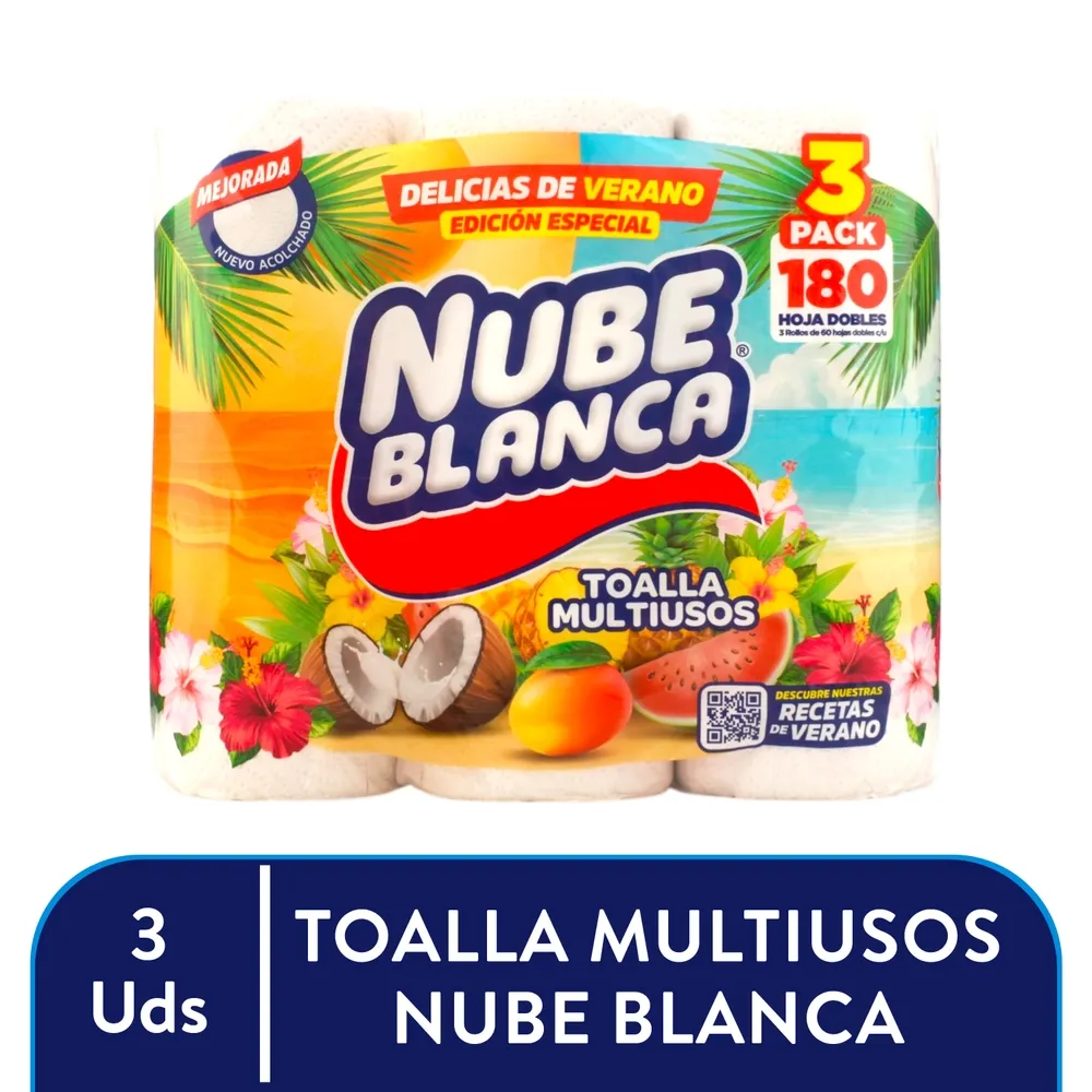 toallas-nube-blanca-de-cocina-3-rollos-60-hojas-0766324305206.webp Toallas Nube Blanca de Cocina 3 Rollos - 60 hojas - Image 1